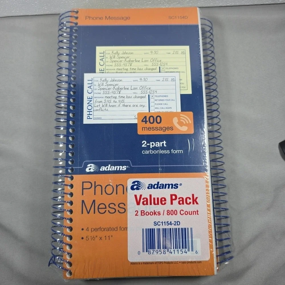 Adams Phone Message Value Pack 2 Books‎ 800 Count Carbonless Duplicate SC1154D